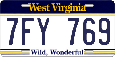 WV license plate 7FY769