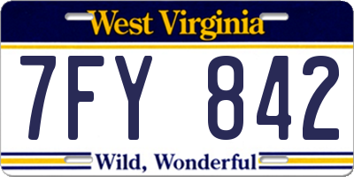 WV license plate 7FY842