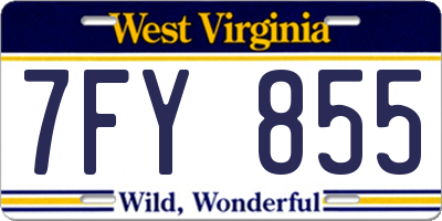 WV license plate 7FY855