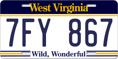WV license plate 7FY867