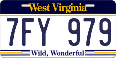 WV license plate 7FY979