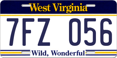 WV license plate 7FZ056