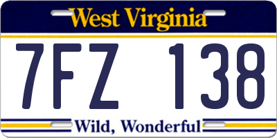 WV license plate 7FZ138