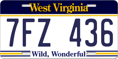 WV license plate 7FZ436