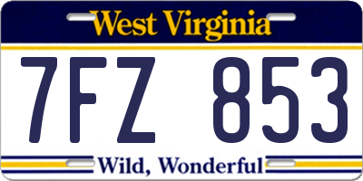 WV license plate 7FZ853