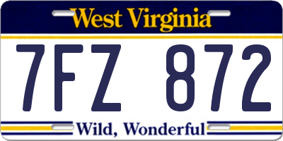 WV license plate 7FZ872