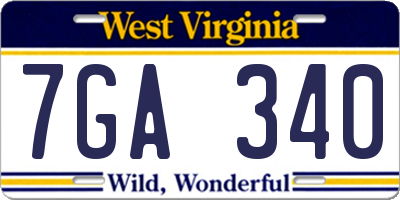 WV license plate 7GA340