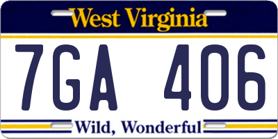 WV license plate 7GA406