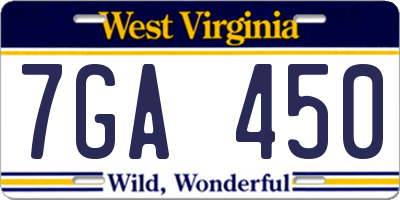 WV license plate 7GA450