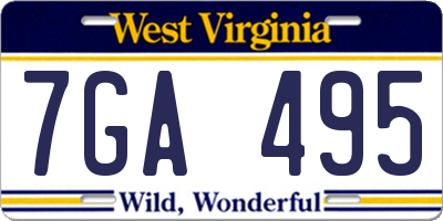 WV license plate 7GA495