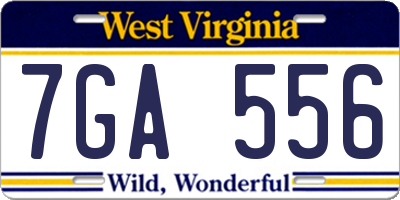 WV license plate 7GA556