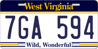 WV license plate 7GA594