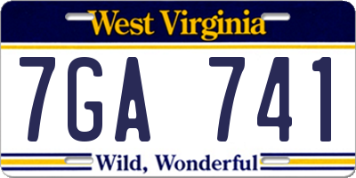 WV license plate 7GA741