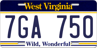 WV license plate 7GA750