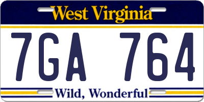 WV license plate 7GA764