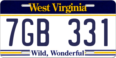 WV license plate 7GB331