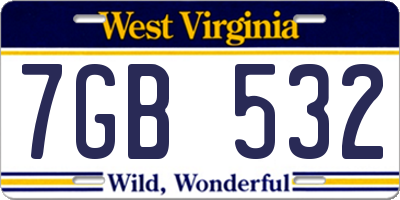 WV license plate 7GB532