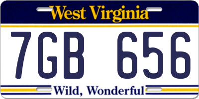 WV license plate 7GB656