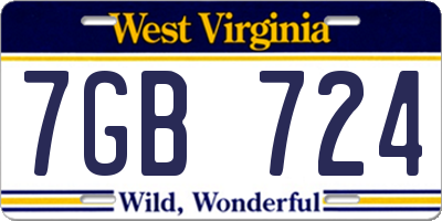 WV license plate 7GB724