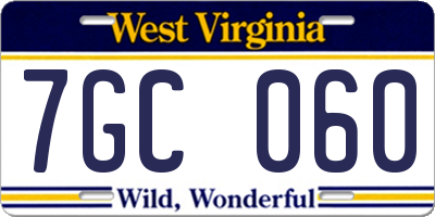 WV license plate 7GC060