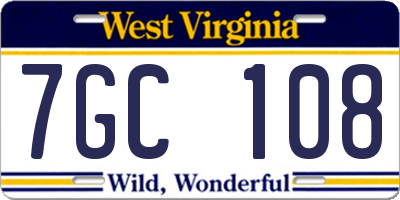 WV license plate 7GC108