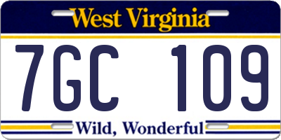 WV license plate 7GC109