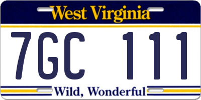 WV license plate 7GC111