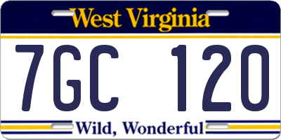 WV license plate 7GC120