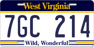 WV license plate 7GC214