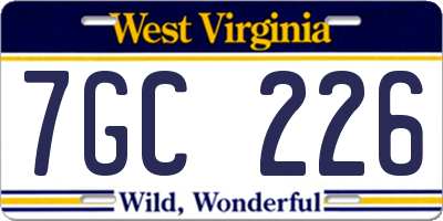 WV license plate 7GC226