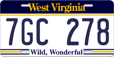 WV license plate 7GC278
