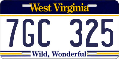 WV license plate 7GC325