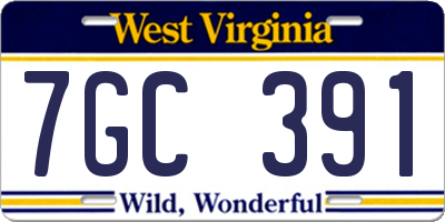 WV license plate 7GC391