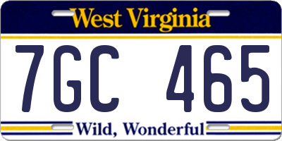 WV license plate 7GC465