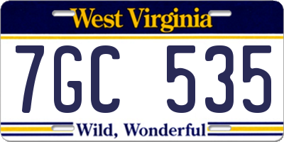 WV license plate 7GC535