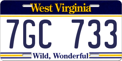 WV license plate 7GC733