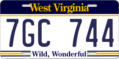 WV license plate 7GC744