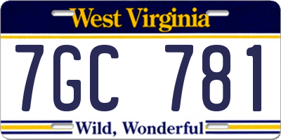 WV license plate 7GC781