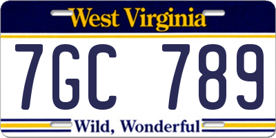 WV license plate 7GC789