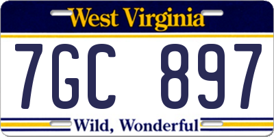 WV license plate 7GC897