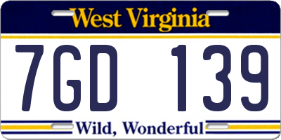 WV license plate 7GD139