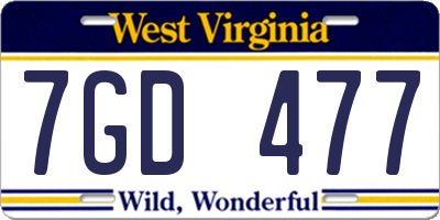 WV license plate 7GD477