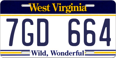 WV license plate 7GD664
