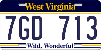 WV license plate 7GD713