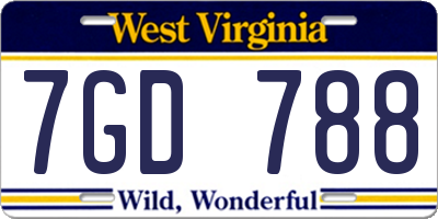 WV license plate 7GD788