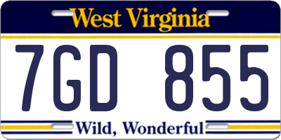 WV license plate 7GD855