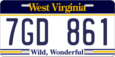 WV license plate 7GD861