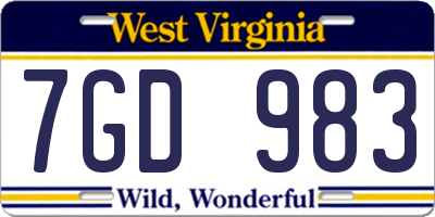 WV license plate 7GD983