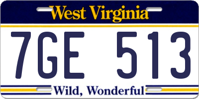 WV license plate 7GE513