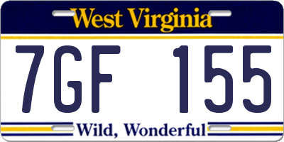 WV license plate 7GF155